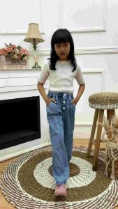 Celana jeans anak Kids Denim Palazzo girls Kulot Anak Remaja Usia 9-13Th Celana jeans Import Celana Kulot Perempuan Celana jeans Karet Muter