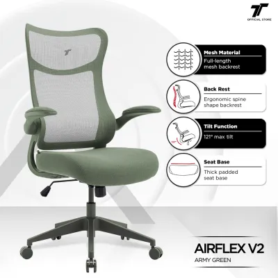 TT AIRFLEX V2 Falu Red Navy Blue Army Green Ergochair Office Chair Ergonomic Chair - 2 Years Official Warranty