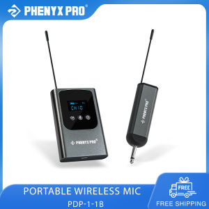 Phenyx Pro เครื่องรับสัญญาณไมโครโฟนไร้สายดิจิตอลเดียว UHF Bodypack/ หูฟัง /Lapel Mics Mini 15ความถี่สำหรับคาราโอเกะคริสตจักรร้องเพลง (PDP-1-1B)
