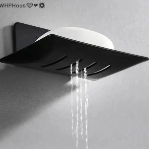 WP💓💛💖 Carbon Steel Bathroom Shower Storage Soap Tray Rack Soap Tray Wall Mounted Drainage Soap Tray Box