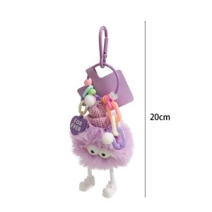 Imitation Mink Hair Small Briquettes Keychain Bag Pendant Cute Elf Plush Doll Backpack Charms Cartoon Car Key Chain