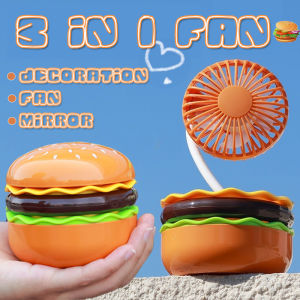 USB Rechargeable Cute Mini Handheld Fan with Mirror Multifunctional Portable Cooling for Students Home Office Outdoor Travel Quiet