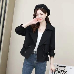 2023 Plus Size Autumn Winter Coat Korean Loose Short All Match Plain Long Sleeve Trench Coat For Women