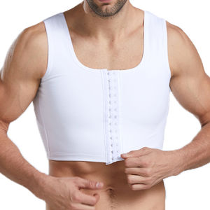 JHHB Men Body Shaper Slimming Chest Push Up Corset Compression Waist Trainer Building Sleeveless Vest Correct Posture Hooks Vest
