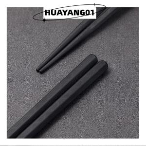 HUAYANG01 [HOT FASHION] 1 Pairs Alloy Chinese Chopsticks Food Japanese Sushi Sticks Reusable Non Slip Dishwasher Safe Bamboo Shape Food Grade Chopsticks