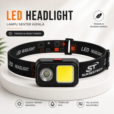 FASHION518 - Headlamp Led Senter Cas Kepala Dual LED 4 Mode Headlight Outdoor D-212