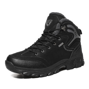 SUPERLI Winter Mens Boots Warm Mens Snow Boots High Quality Leather Waterproof Men Sneakers Outdoor Men Hiking Boots Work Shoes