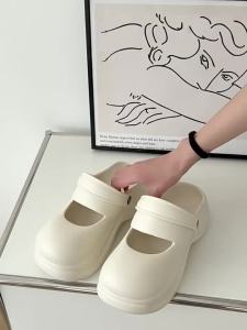 [Free Shipping] Summer girly-style slippers for outdoor wear thick-soled home EVA slippers beach shoes with closed toe