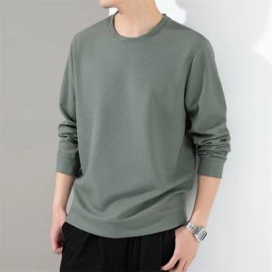 luoaa01 Mens long-sleeved round neck sweatshirt high quality stretch slim fit bottoming shirt
