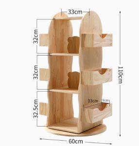 [SG SELLER] Solid Wood 360° Rotating Bookshelf Space-Saving Floor-Standing Perfect For Organizing Childrens Books