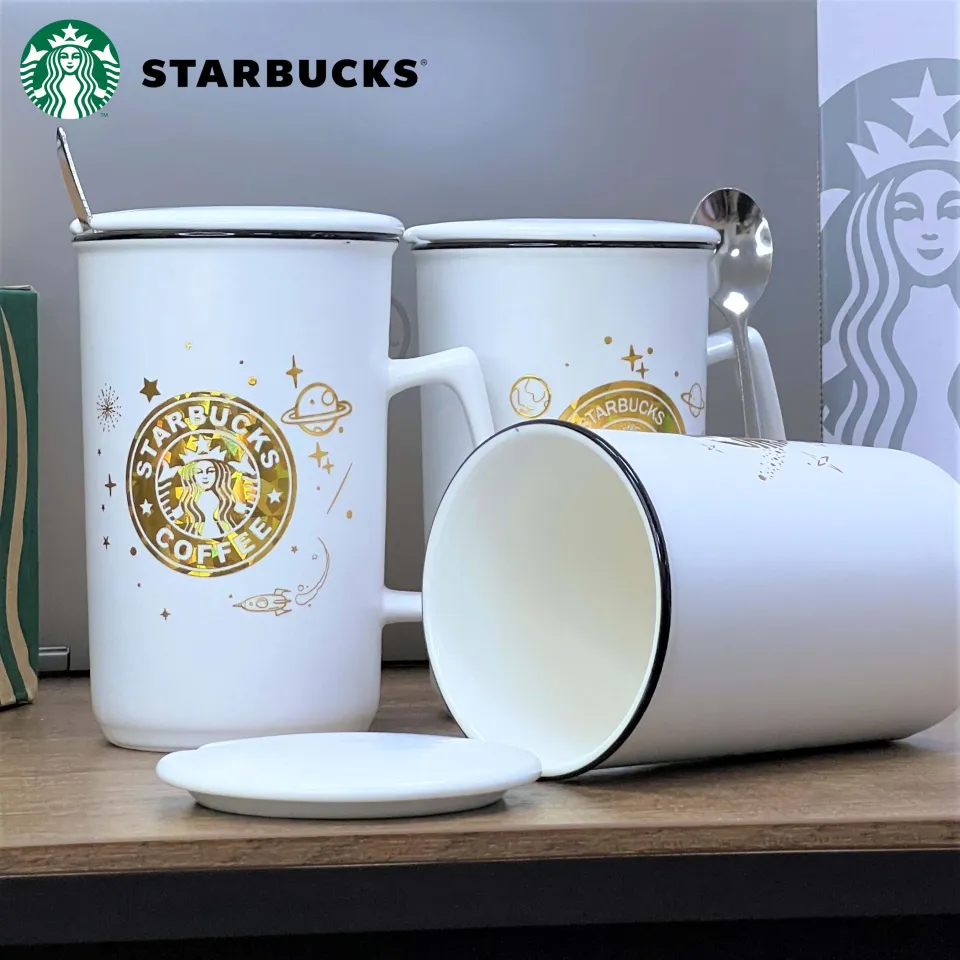Starbucks Coffee Tea Cups with Glass Lid Free Tea Spoon Stirrer