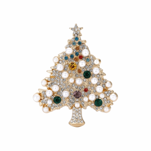 MUQZI Phong cách cổ điển Trâm cài hình cây thông Noel Ngọc trai giả Cổ điển Ghim cài hình cây bằng men Nhẹ Độc đáo Trâm cài đính đá pha lê