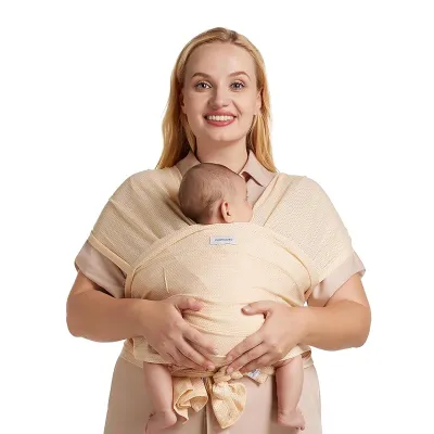 Momcozy Baby Wrap Carrier Easy to Wear Infant Carrier Slings Lightweight Hands Free Baby Sling Adjustable Baby Carriers for Newborn to Toddler 8-35 lbs Black