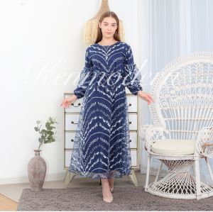 Produk Baru Ken-258: Busana Lebaran Gamis Brukat Tulle Kondangan Longdress