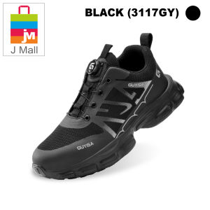 JMALL Safety Shoes Low-Cut Anti-Smashing anti-puncture steel toe cap with Rotating Button work shoes - 3117GY (BLACK)