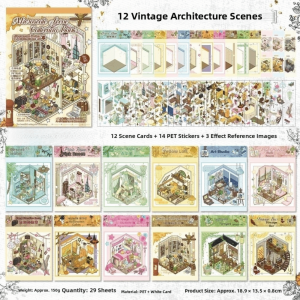 CANICECA 3D Landscape Sticker Book 12 Sences Modern Architecture Scene DIY Sticker Stacking Pasting Scene Toy Game Stickers Child Gifts