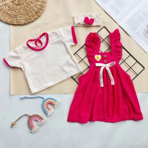 Setelan Dress Anak Bayi Perempuan Set Bandana Lucu Warna Warni