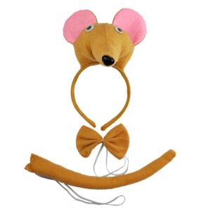 Girls Mouse Costume Headband Necktie Tail Stage Props Set Halloween Party Anime Costume Accessories Kids Photo Props