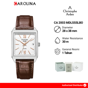 Jam Tangan Pria Christophe Arden CA 2003 MDLSSSLBO White Dial Brown Leather Strap