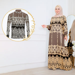Emran Batik - Gamis Couple Dalilah Dress Muslim Motif Printing Kekinian Bahan Lionel Richi Premium Gamis Muslim Lebaran Syari Model Elegan