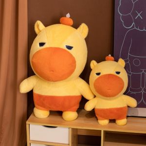 ONFIN Simulation Capybara Lulu Plush Doll Persimmon Fluffy Dolphin LULU Doll Plush Toy Sleeping Mate Toy 40cm Stuffed Capybara Doll Home Decor