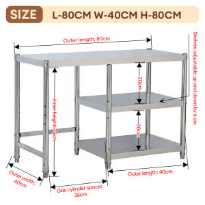 MISN 3 Tier Stainless Steel Gas Stove Rack Heavy Duty Kitchen Organizer Adjustable Shelf for LPG Tank