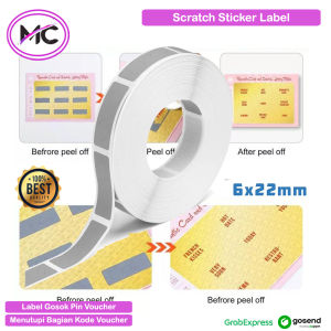 Sticker Label Gosok Pin Voucher Scratch Sticker Label Per 10 pcs Penutup Segel Kode Vocher Barcode Murah