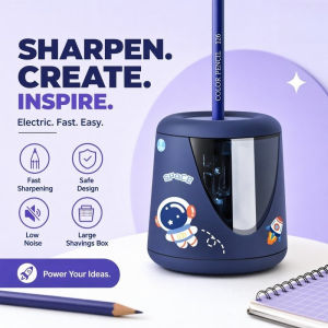 Electric Pencil Sharpener Automatic Desktop Cartoon Stationery Quick Sharpening School Kids