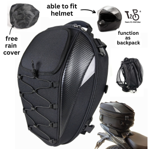 T2P Motorcycle Tail Bag Rear Seat Bag Dual Use Backpack With Waterproof Cover Helmet Bag Storage