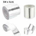 Exhaust Manifolds Titanium Heat Wrap Tape Thermal Wrap Silver 5Mx5cm W/ 6 Ties Pipe Insulation Tape. 