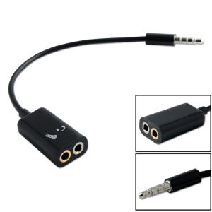 2 PCs 3.5mm Mini Stereo Cable Splitter to Earphone Headset With Microphone Adapter 1 Male to 2 Port Female