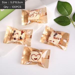 100pcs Christmas Plastic Packaging Bag Candy Gold Happy Cookie Nougat Packaging for Sealing Cookie Polvoron Nougat Heat Seal Wrapper 5.5x8.5 CM