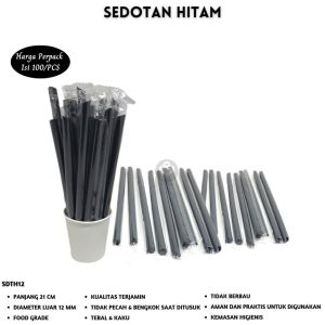 Sedotan Hitam Lancip Sedotan Steril Higienis Bungkus Plastik (Isi 100 Pcs-SDTH12)