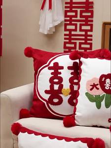 Decorative Cushion Cover red wedding celebration design adds the stated decorative or supportive cushion layer for sofa bed car seat or office chair bedroom furnishing cushion cover