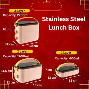 OriSteel 304 Stainless Steel Stackable Bento Box with Lids - Airtight Keep Warm Multi-Layer Lunch Container