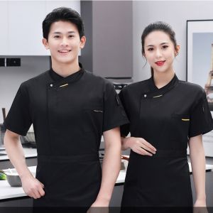 Cotton Chef Uniform Breathable Short/Long Sleeve Chef Tops Hotel Waiter Work Wear Chef Overalls Uniforms
