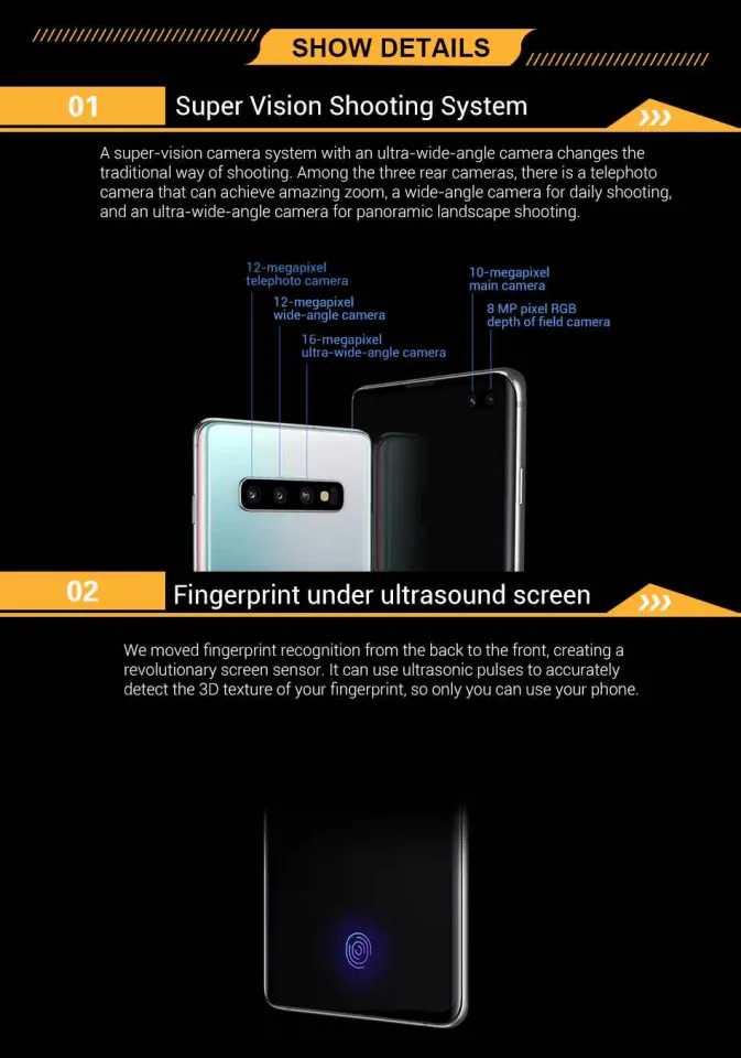 For Samsung Galaxy S10+ G975U Unlocked Mobile Phone inches 8GB