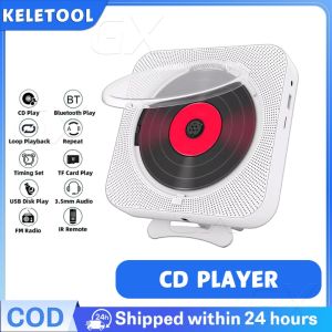 Portable Bluetooth CD Player Home CD Music Player Wall Mountable CD Player Remote Control Built-in HiFi Speakers LED Display FM Radio Boombox