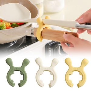 PICKIT Universal Silicone Spatula Rack High Temperature Resistance Anti Scalding Anti Overflow Pot Clip Cartoon Kitchen Utensil Rack for Kitchen Gadget