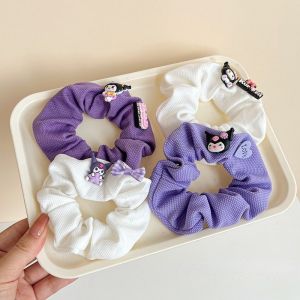 Sanrio Girls Elastic Headband Cute Cartoon Kuromi Hair Rope Kawaii Rubber Band Headband Hair Accessories Gift