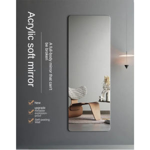 SG Ready Stock Acrylic Soft Mirror Self Adhesive HD Full Body Mirror Frameless Wall Mirror for Bathroom Bedroom Home Decor