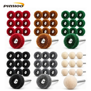 PHYHOO 60Pcs Rotary Tool Grinding Polishing Wheel Set Metal Deburring Rust Removal Polishing Kit with 3mm Shank