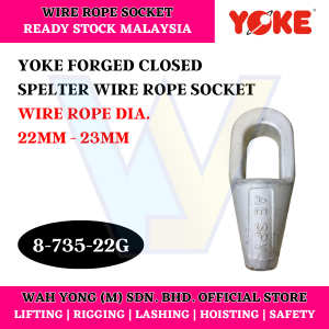 YOKE 8-735 FORGED CLOSED SPELTER WIRE ROPE SOCKET (10MM - 26MM)