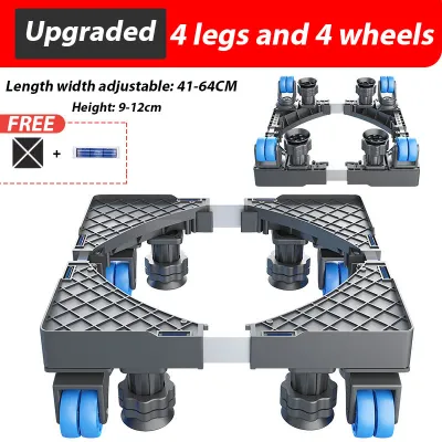 SG] Washing Machine Metal Fridge Dryer Universal Stand Base with 4 Locking 360° Adjustable Heavy Duty Wheels Load 300kg