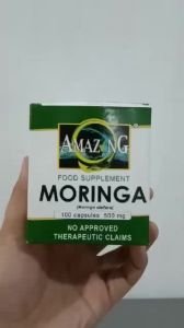 Moringa Capsules-Amazing Food Supplement Malunggay 500mg Box of 100 FDA Registered EXPIRY: July 2027