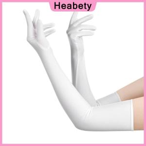 Heabety High Elastic Spandex Sun Protection Gloves Party Nightclub Wedding Performance Black Gloves