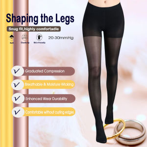 MD translucent 20-30mmHg Nylon Spandex Blend Closed Toe Compression Tights for Women - All Season Support Solid Color Comfort Fit Breathable Fabric
