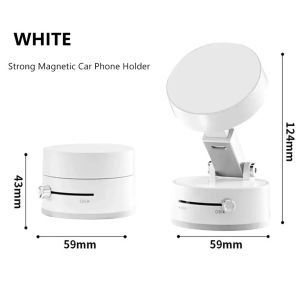 360° Rotation Adjustable Strong Magnetic Car Phone Holder Foldable Mount Foldable Phone Holder Vacuum Suction Cup Double-sided Magnetic Mobile Phone Holder Foldable Car Suction Holder