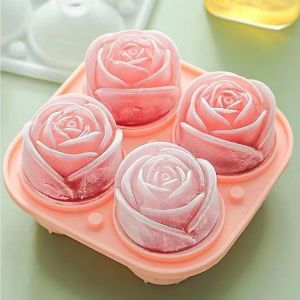 3D Rose Flower Ice Cube Large Ice Cube Tray DIY Ice Cream Ball Maker Rose Ice Mold Tray Silicone Rubber Fun Ice Maker Ice Cube Tray Flower Shaped Ice Cube Making Molder Food Grade Silicone Ice Ball Maker