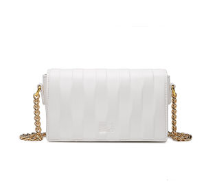 SEA CHOICE Womens Flap Vintage Rantai selempang bahu Tas Tekstur Anyaman Tas Kulit PU